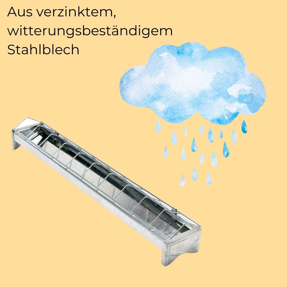 2x Futterspender Hühner 50 cm Futterrinne Futtertrog Metall Küken Aufzucht Geflügel Tauben Wachtel Fressgitter
