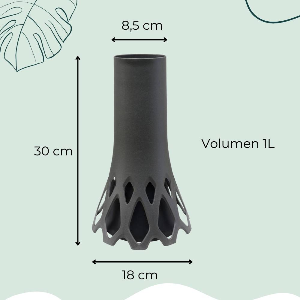 2x Grabvase mit Sockel Gewicht Friedhofvase Grabschmuck Blumenvase Friedhof Grab Vase anthrazit 1 L Frostsicher