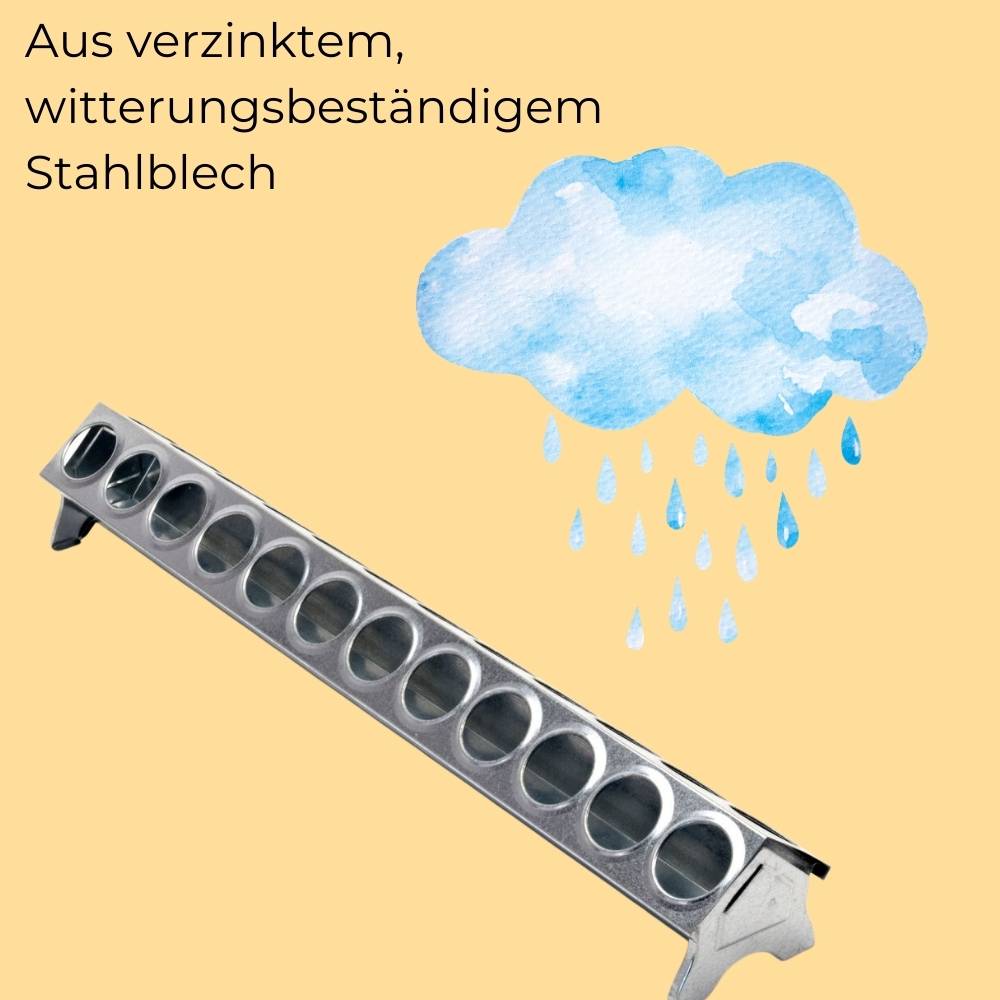 2x Futterspender Hühner 50 cm Futterrinne Futtertrog Metall Küken Aufzucht Geflügel Tauben Wachtel Lochgitter