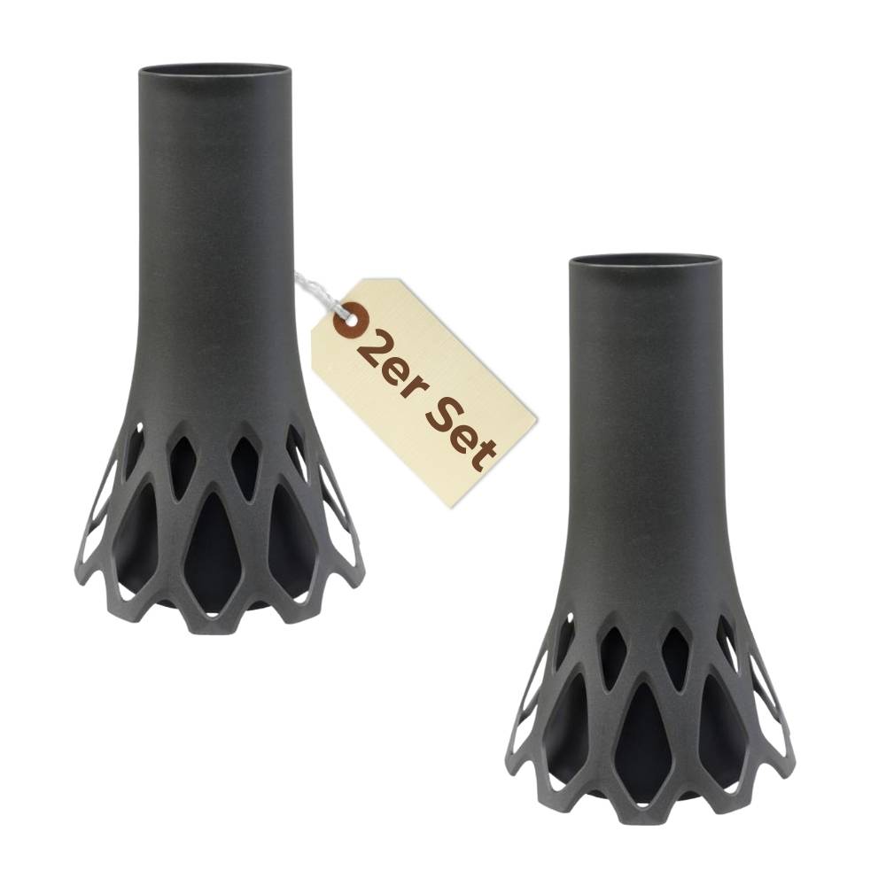 2x Grabvase mit Sockel Gewicht Friedhofvase Grabschmuck Blumenvase Friedhof Grab Vase anthrazit 1,3 L Frostsicher