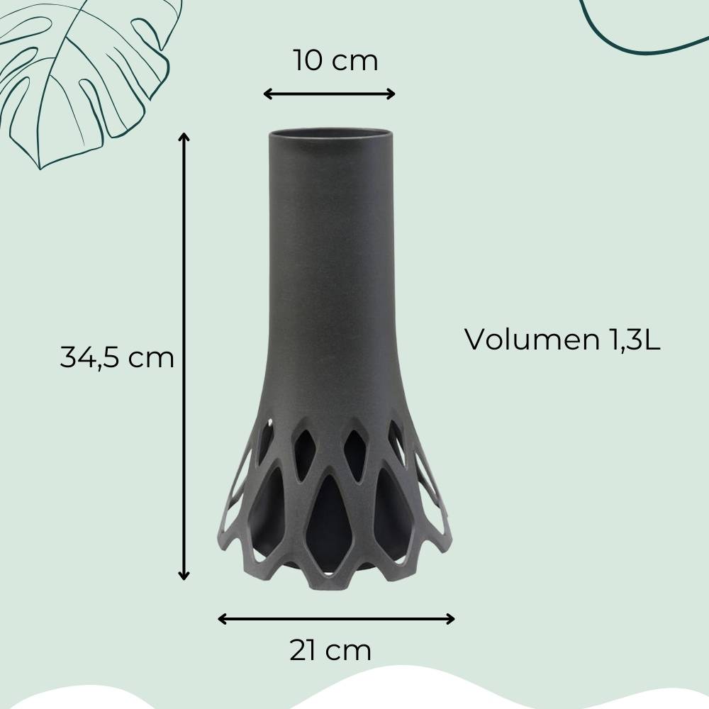 2x Grabvase mit Sockel Gewicht Friedhofvase Grabschmuck Blumenvase Friedhof Grab Vase anthrazit 1,3 L Frostsicher