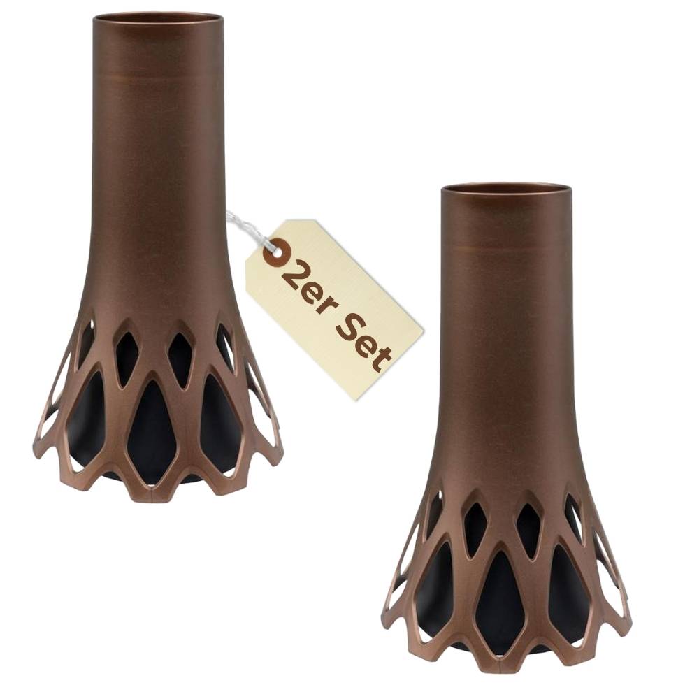 2x Grabvase mit Sockel Gewicht Friedhofvase Grabschmuck Blumenvase Friedhof Grab Vase bronze 1 L Frostsicher