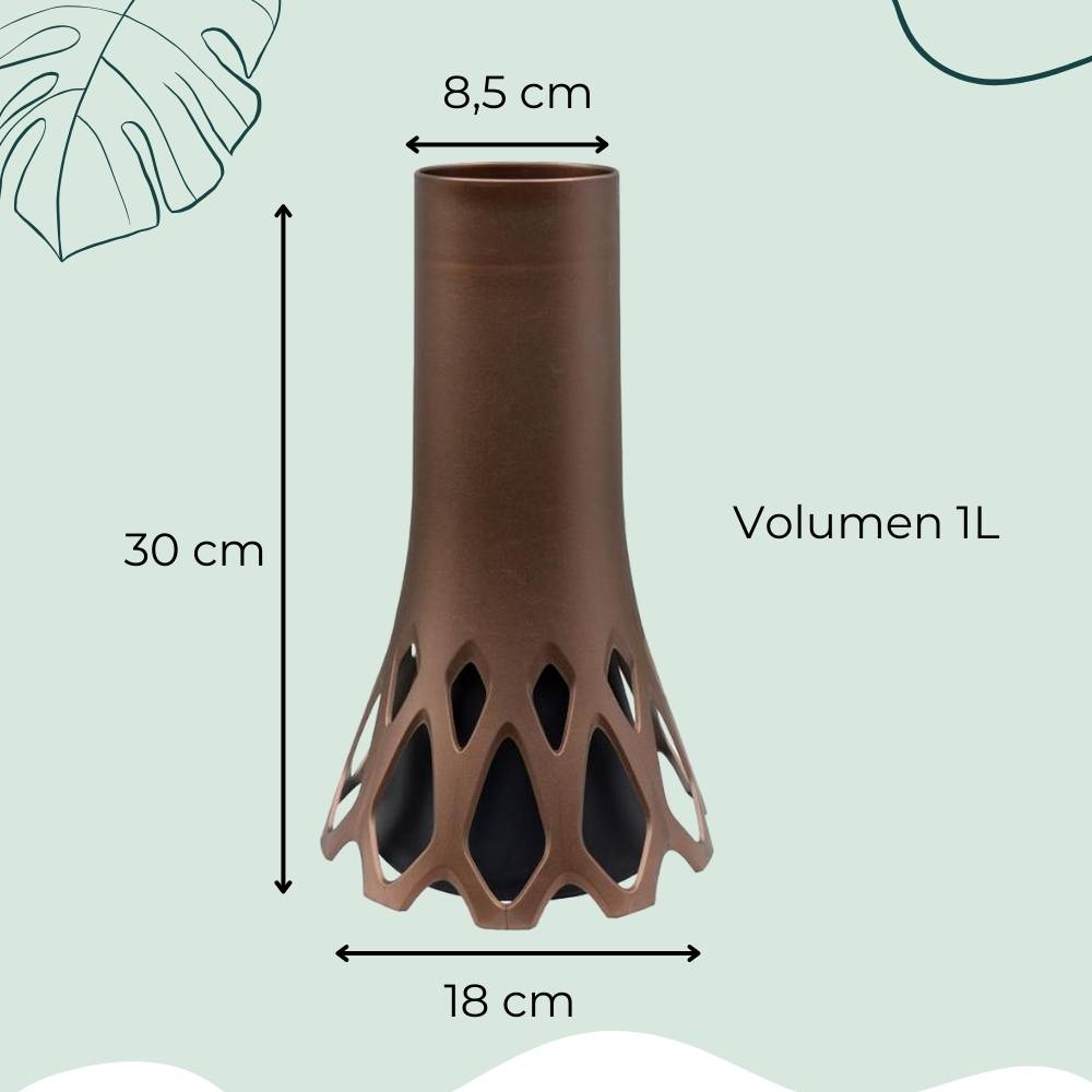 2x Grabvase mit Sockel Gewicht Friedhofvase Grabschmuck Blumenvase Friedhof Grab Vase bronze 1 L Frostsicher