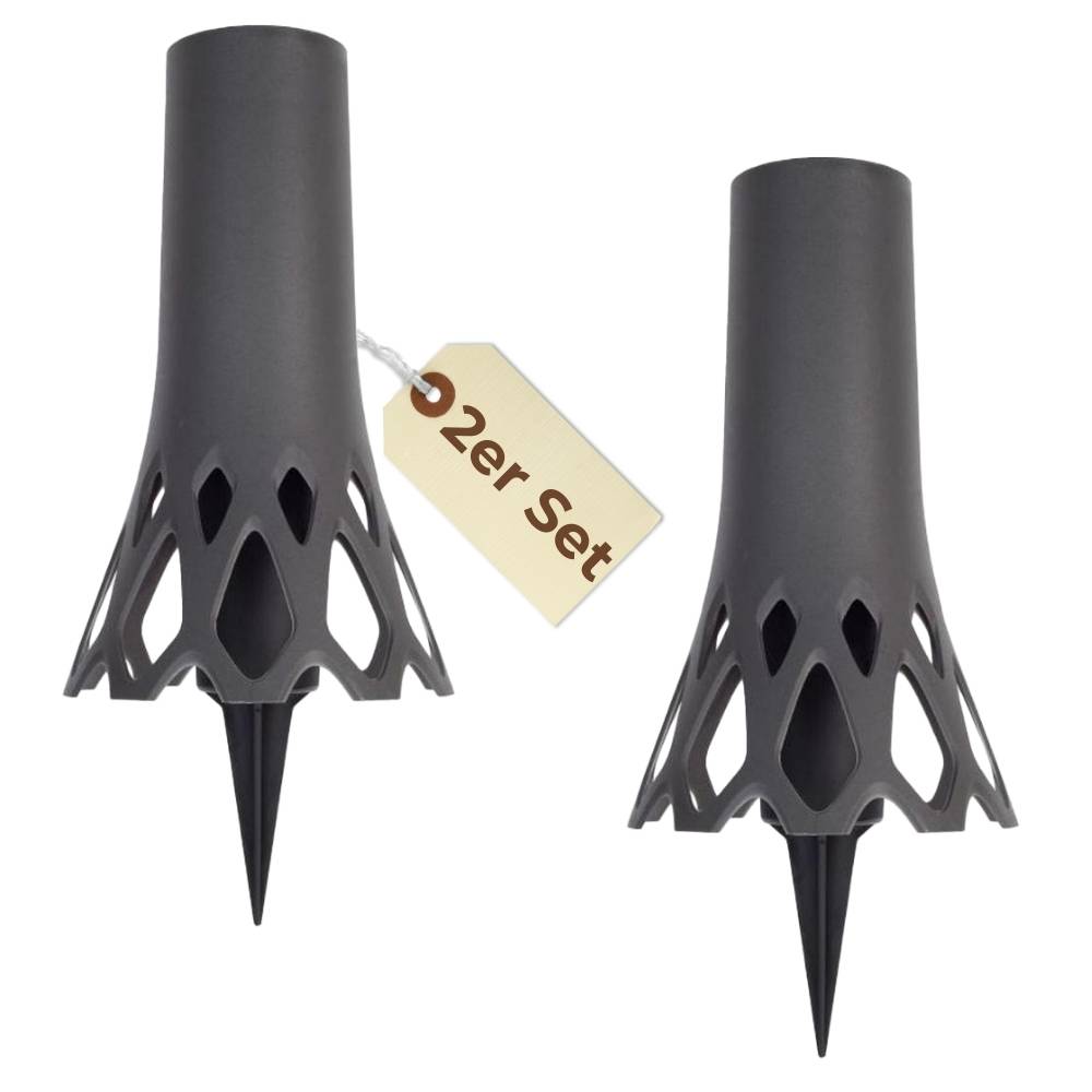 2x Grabvase mit Erdspieß Friedhofvase Grabschmuck Blumenvase Friedhof Steckvase Grab Vase zum stecken anthrazit 1 L Frostsicher