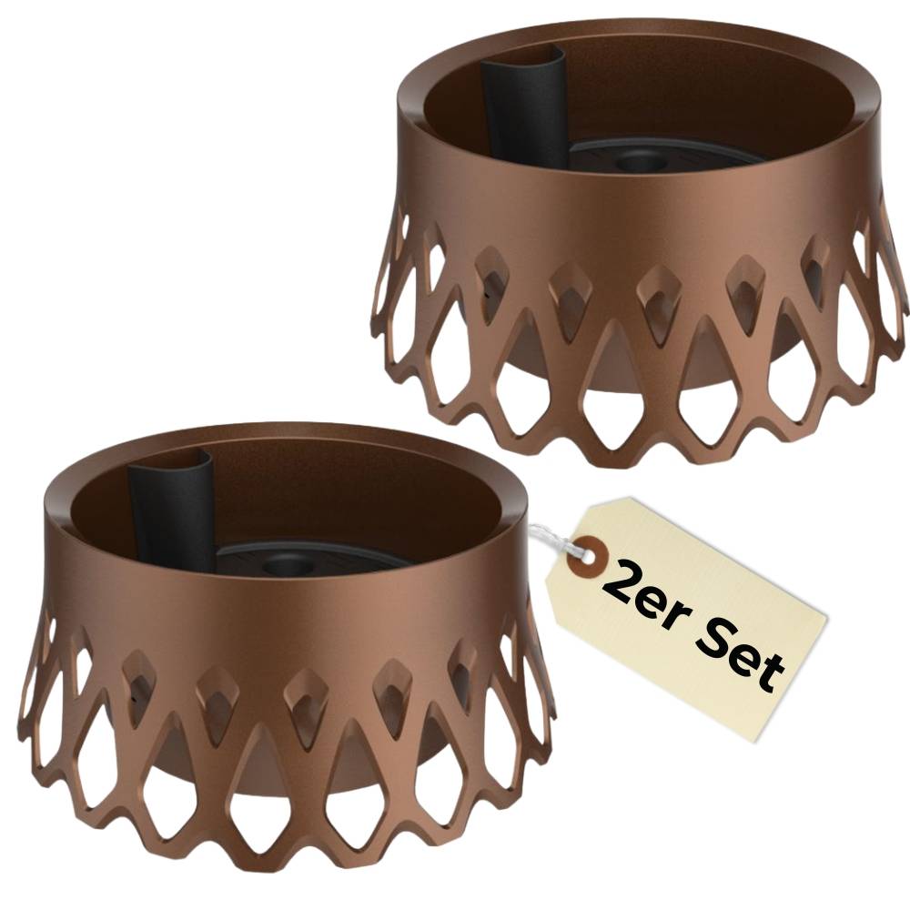 2x Grabschale für Friedhof Pflanzschale für Friedhof Grab Vase mit Selbstbewässerung und Wasserüberlauf bronze Ø 30 frostsicher
