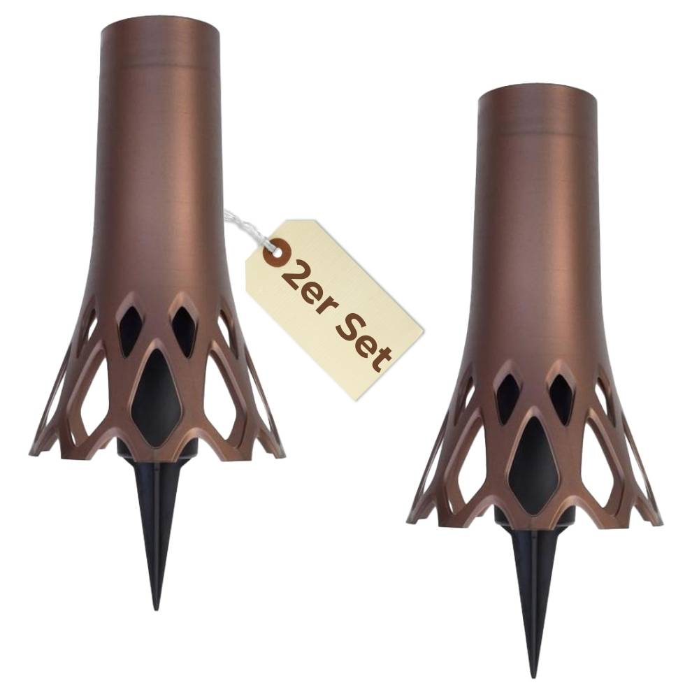 2x Grabvase mit Erdspieß Friedhofvase Grabschmuck Blumenvase Friedhof Steckvase Grab Vase zum stecken bronze 1,3 L Frostsicher