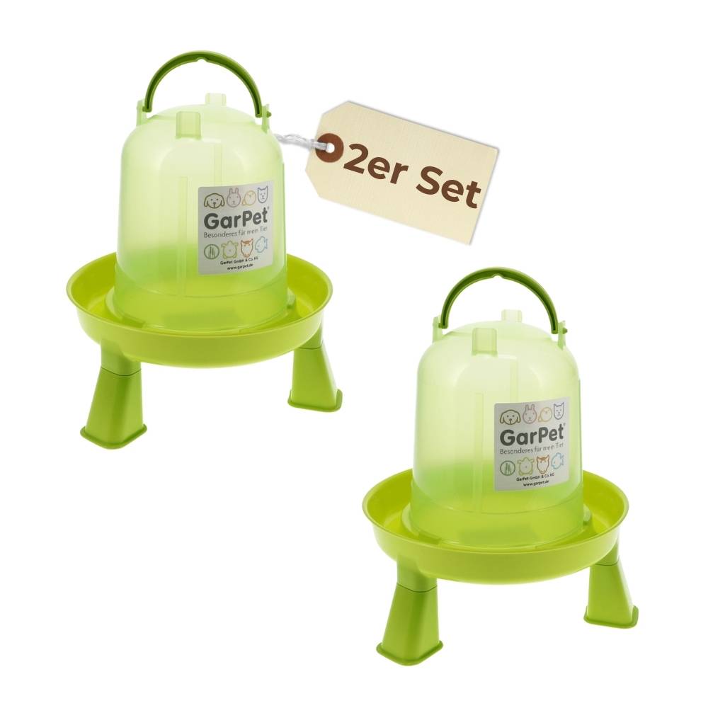 2x Hühnertränke mit Füßen Geflügeltränke mit Standfüßen Stand Füßen Wassertränke Hühnertränke automatisch Stülptränke Hühner Tränke g