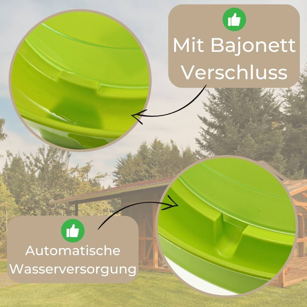 2x Hühnertränke mit Füßen Geflügeltränke mit Standfüßen Stand Füßen Wassertränke Hühnertränke automatisch Stülptränke Hühner Tränke g