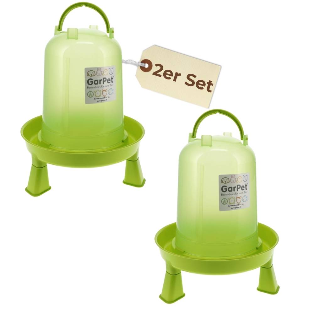 2x Hühnertränke mit Füßen Geflügeltränke mit Standfüßen Stand Füßen Wassertränke Hühnertränke automatisch Stülptränke Hühner Tränke g