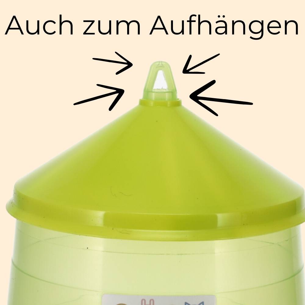 2x Futterautomat Hühner mit Füßen Hühnerfutter Automat Geflügel Futterspender Futtertrog Wachteln Hühnerfutterautomat grün 2 Kg