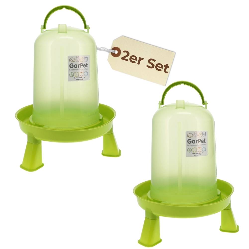 2x Hühnertränke mit Füßen Geflügeltränke mit Standfüßen Stand Füßen Wassertränke Hühnertränke automatisch Stülptränke Hühner Tränke g