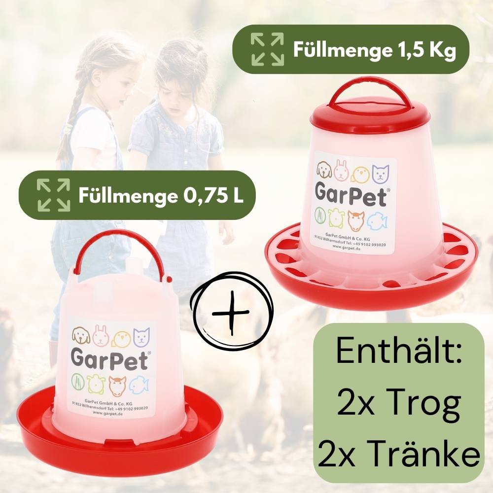 4 Stück Hühnertränke & Futterautomaten Set für Geflügel Futterspender Futtertrog Küken Hühner Zubehör Kükentränke Geflügeltränke Wasserspe