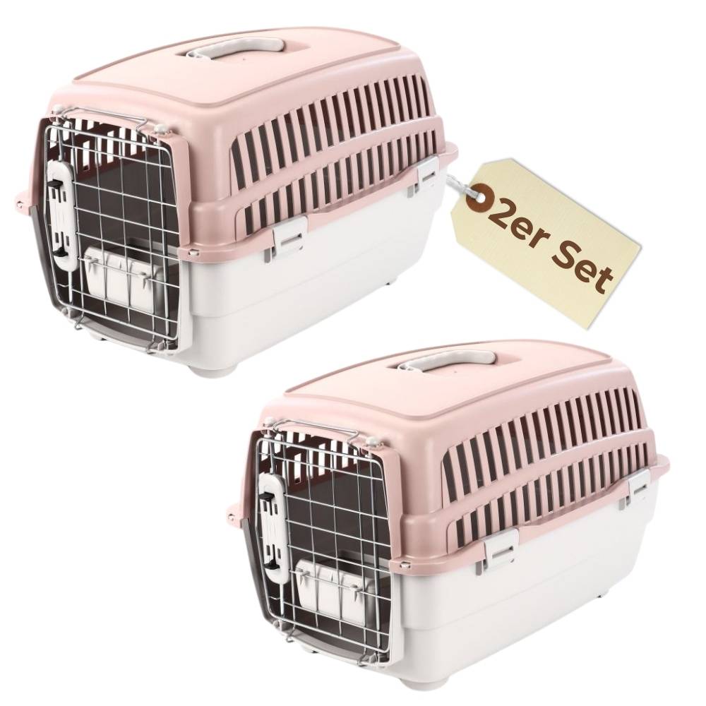 2x Transportbox IATA Flugbox Flugzeug Hundebox kleine Hunde Transportbox Katzen für 2 Tiertransportbox Katzentransportbox Gr. S