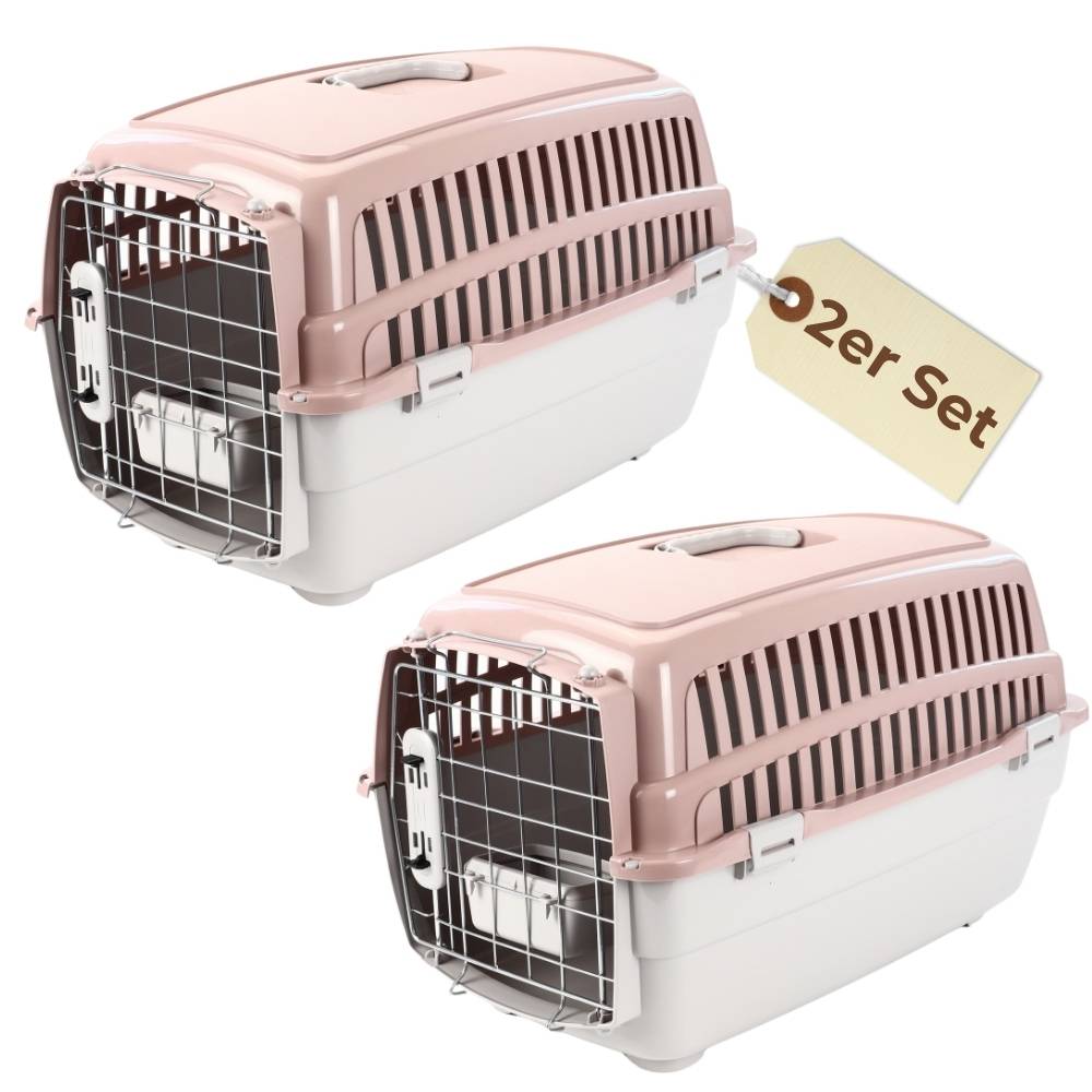 2x Transportbox IATA Flugbox Flugzeug Hundebox Hunde Transportbox Katze Groß für 2 Tiertransportbox Katzentransportbox Gr. M