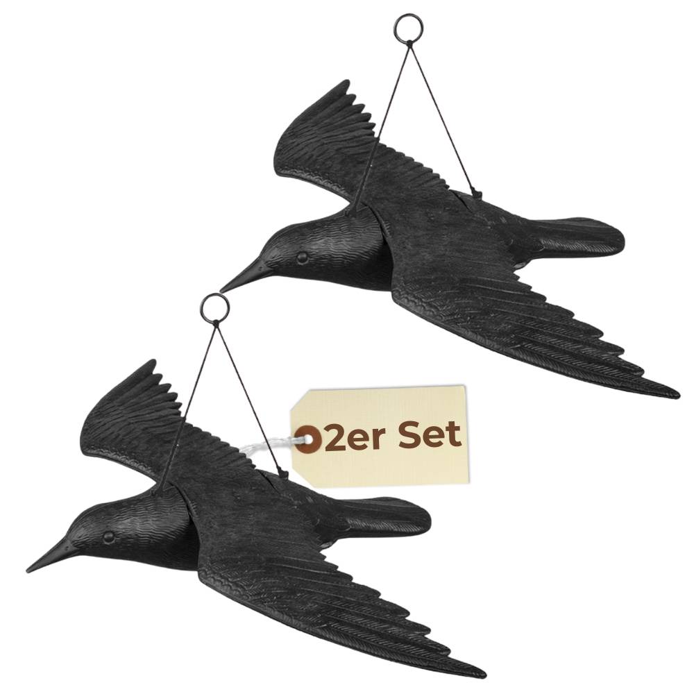 2x Taubenabwehr Vogelabwehr Krähe Raben fliegend Attrappe Taubenschreck Vogelschreck Vogelabwehr Vogelscheuche Tauben vertreiben Set