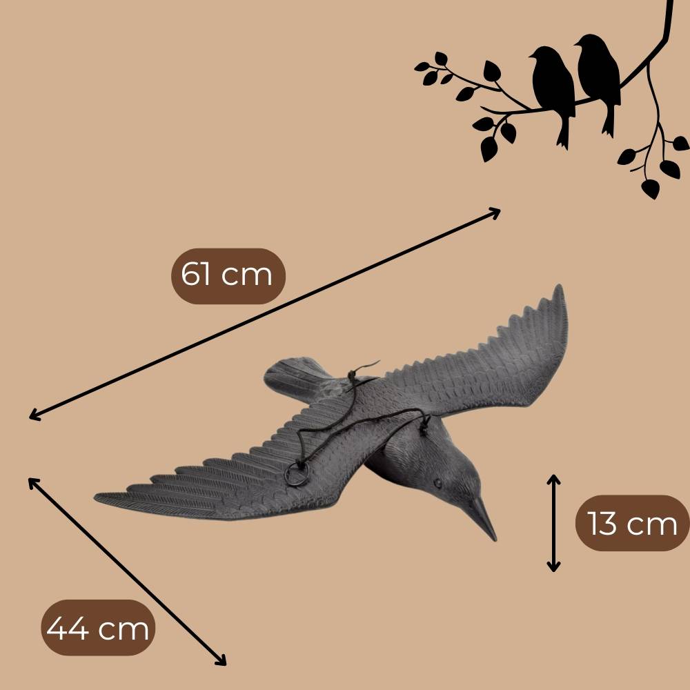 2x Taubenabwehr Vogelabwehr Krähe Raben fliegend Attrappe Taubenschreck Vogelschreck Vogelabwehr Vogelscheuche Tauben vertreiben Set