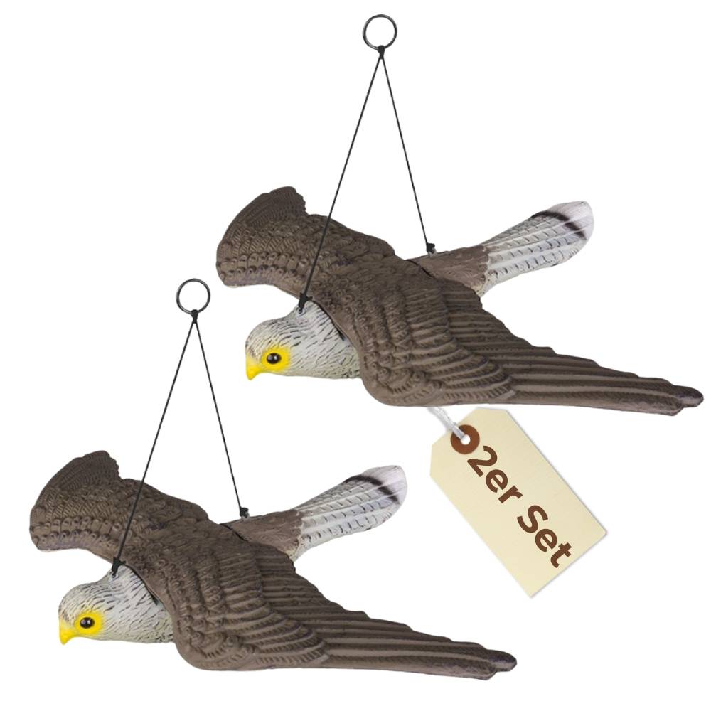 2x Taubenabwehr Vogelabwehr Falke fliegend Attrappe Taubenschreck Vogelschreck Vogelabwehr Vogelscheuche Tauben vertreiben Set