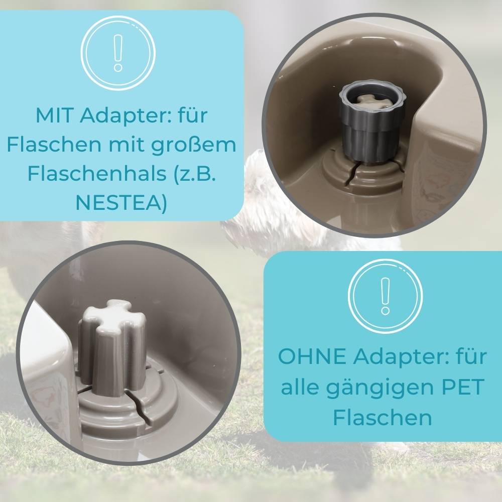 2x Wasserspender für PET Flasche Hunde Katzen Kleintiertränke Wassertränke Wasserautomat Reisetrinknapf Trinknapf für Unterwegs