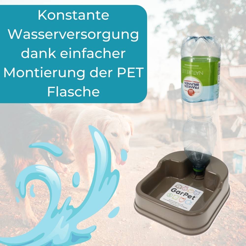 2x Wasserspender für PET Flasche Hunde Katzen Kleintiertränke Wassertränke Wasserautomat Reisetrinknapf Trinknapf für Unterwegs