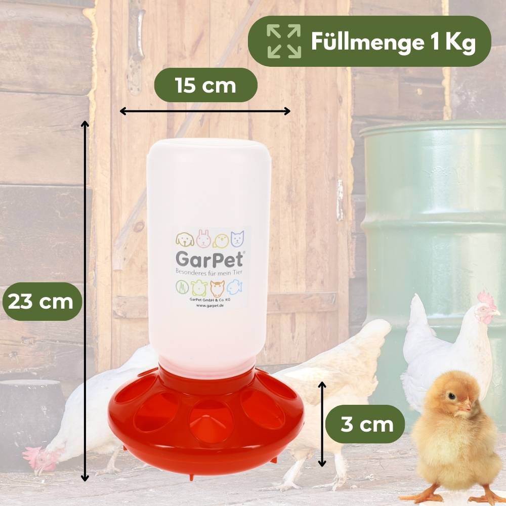 2x Futterautomat Hühner Küken Tauben Wachtel Hühnerfutter Automat Futterspender Futtertrog Hühner Futternapf 1 KG