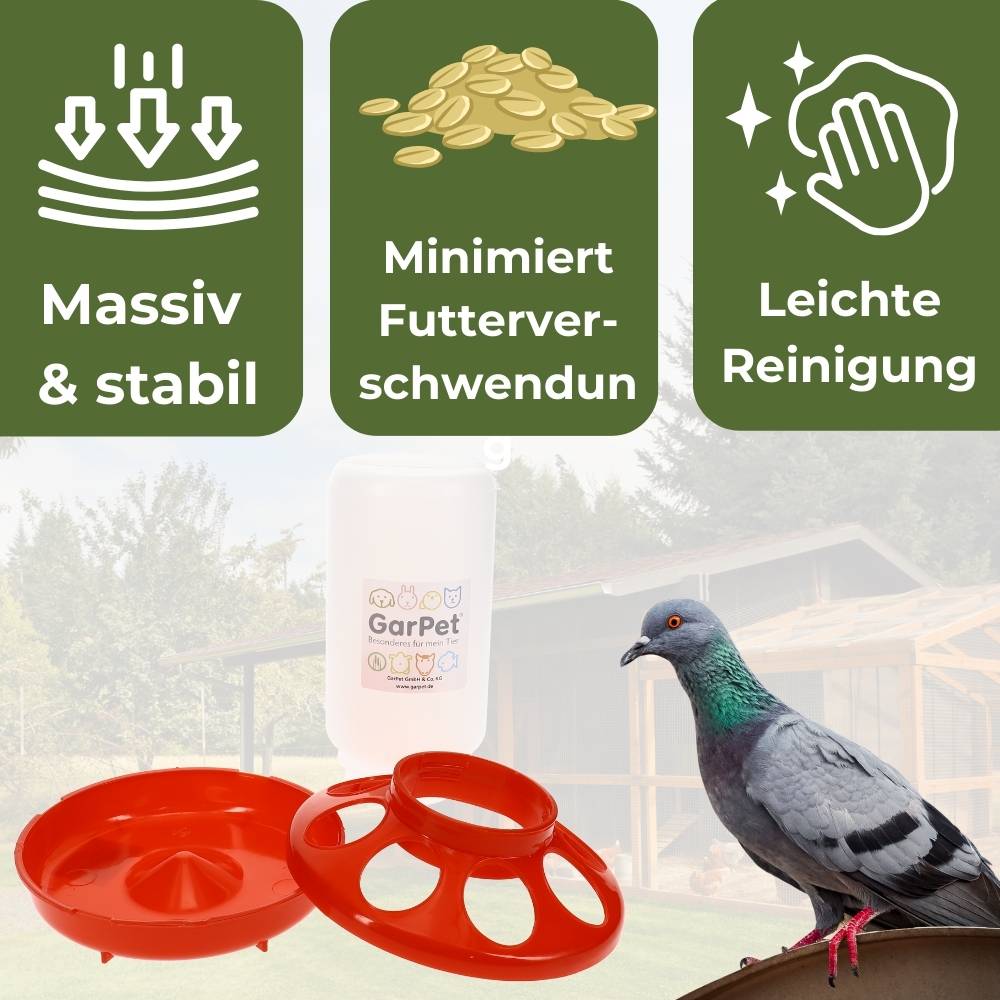 2x Futterautomat Hühner Küken Tauben Wachtel Hühnerfutter Automat Futterspender Futtertrog Hühner Futternapf 1 KG