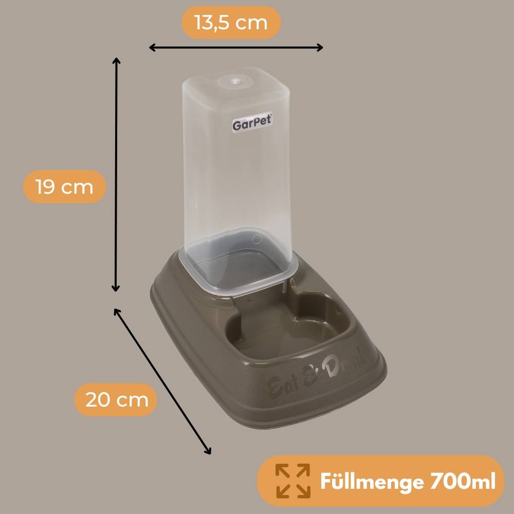 2x Automatischer Futterspender Wasserspender 2in1 Futterautomat Wasserautomat für Hunde Katzen Wasser und Trockenfutter Automat Spender 700 ml