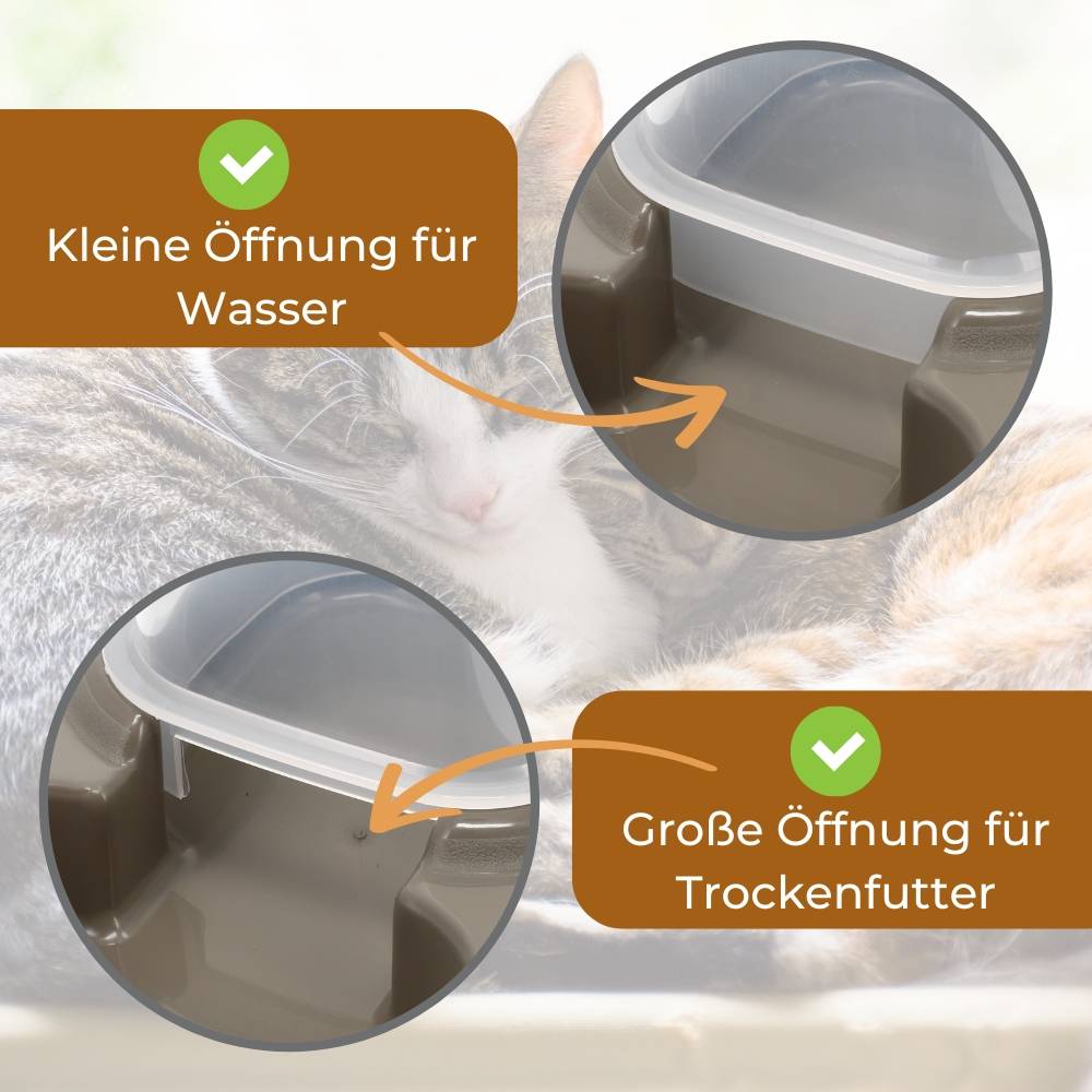 2x Automatischer Futterspender Wasserspender 2in1 Futterautomat Wasserautomat für Hunde Katzen Wasser und Trockenfutter Automat Spender 700 ml