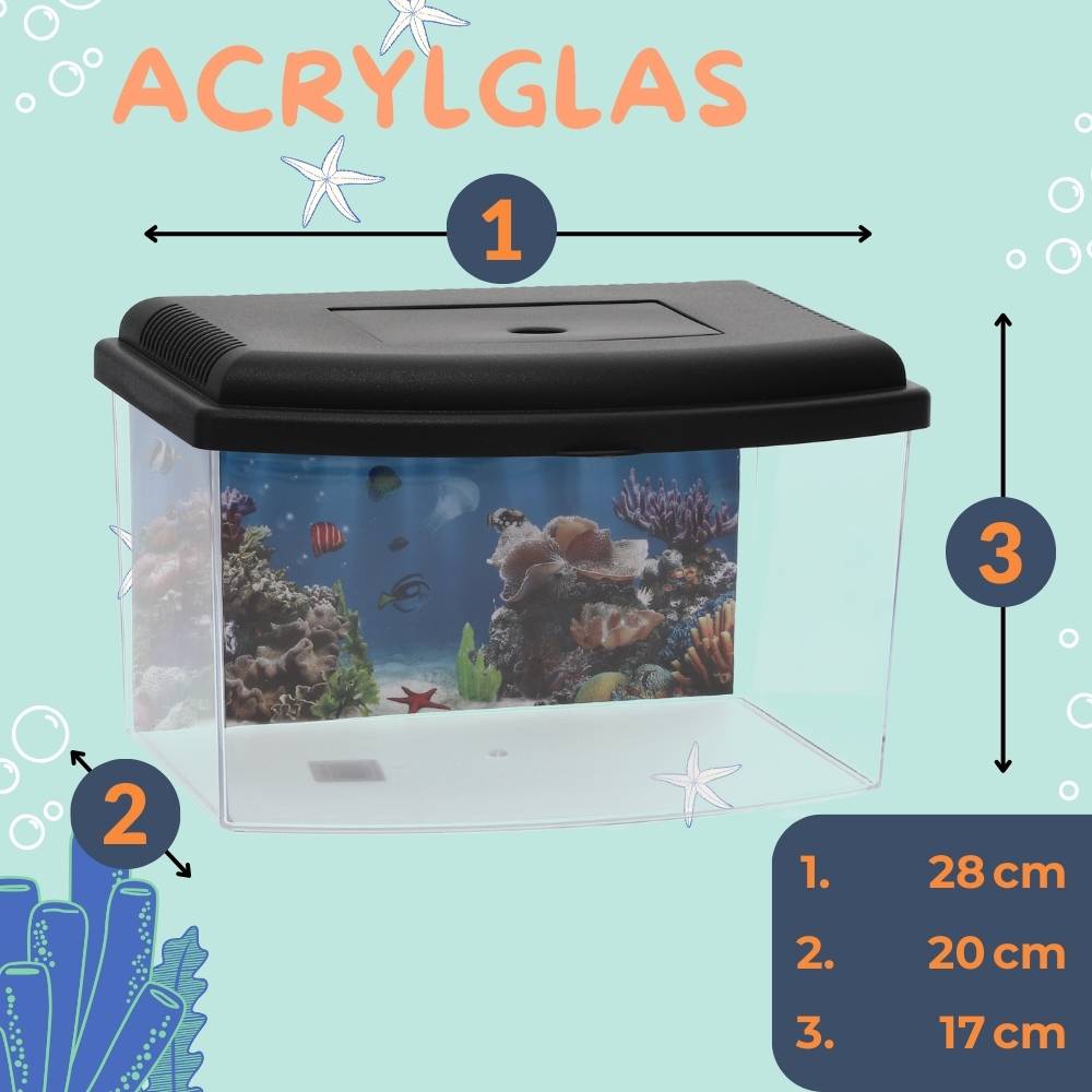 2x Nano Aquarium Terrarium Faunarium Urzeitkrebse Garnelen Triops Zucht Mini Becken klein Fisch Acrylglas Plastik mit Deckel Rückwandfolie