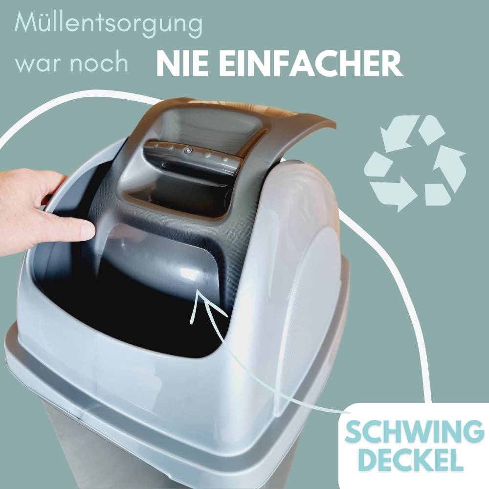 2x Mülleimer Schwingdeckel Mülleimer Küche 60l Groß Schwingeimer Mülltrenner Abfalleimer Küche Mülleimer mit Deckel Küchenabfalleimer