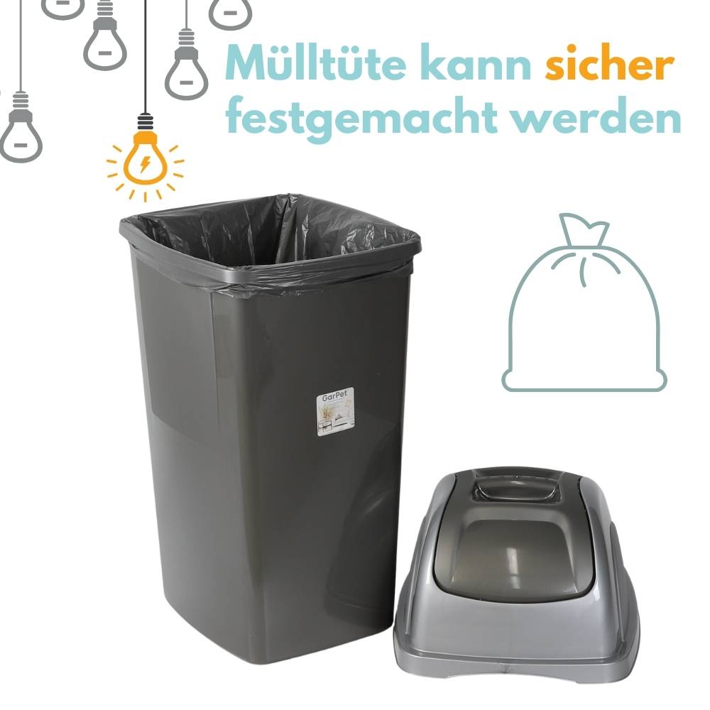 2x Mülleimer Schwingdeckel Mülleimer Küche 60l Groß Schwingeimer Mülltrenner Abfalleimer Küche Mülleimer mit Deckel Küchenabfalleimer