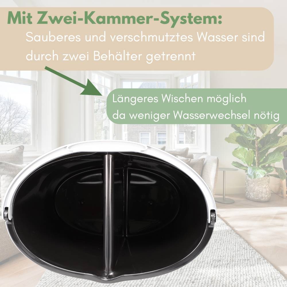 2x Wischeimer 18 L Putzeimer mit Presse Zweikammer Zweigeteilter Eimer Bodenwischer Wischeimer mit Auswringfunktion Auswringer