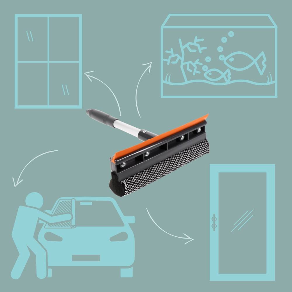 2x Glasabzieher mit Silikonlippe und Schwamm Abzieher Dusche Duschabzieher Fensterwischer Scheibenwischer Glaswischer Fensterreiniger