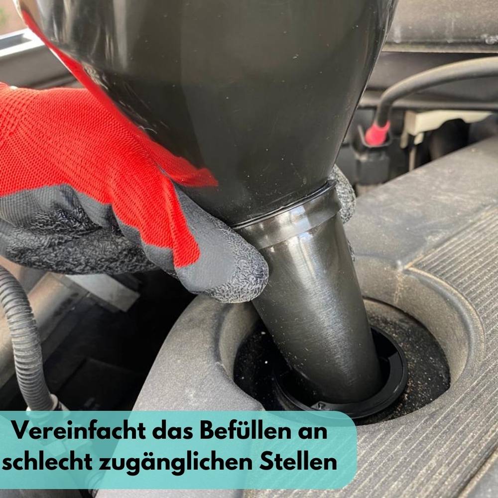 2x Abgewinkelter Trichter Auto für AdBlue Kunststoff Öltrichter Einfülltrichter mit Sieb Groß Öl Benzin KFZ Diesel Werkstatt Einfüllhilfe