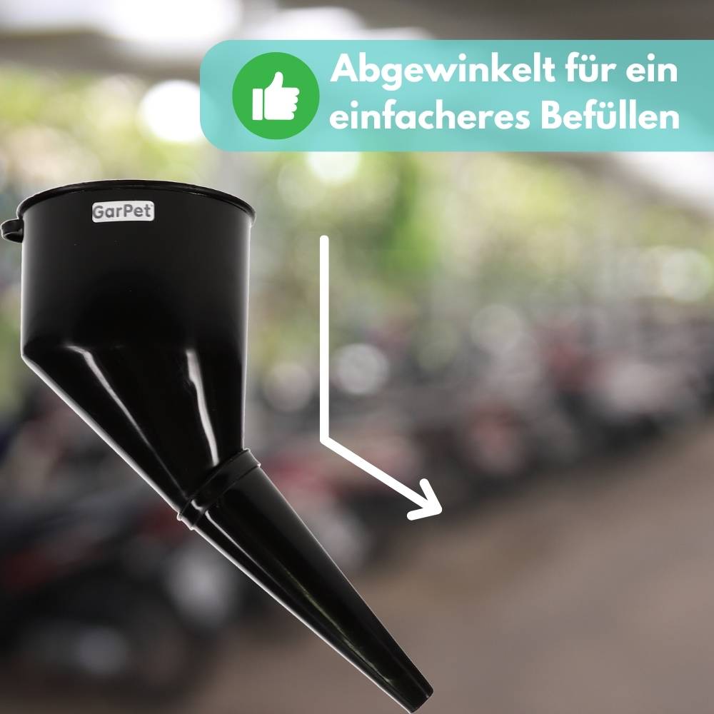 2x Abgewinkelter Trichter Auto für AdBlue Kunststoff Öltrichter Einfülltrichter mit Sieb Groß Öl Benzin KFZ Diesel Werkstatt Einfüllhilfe
