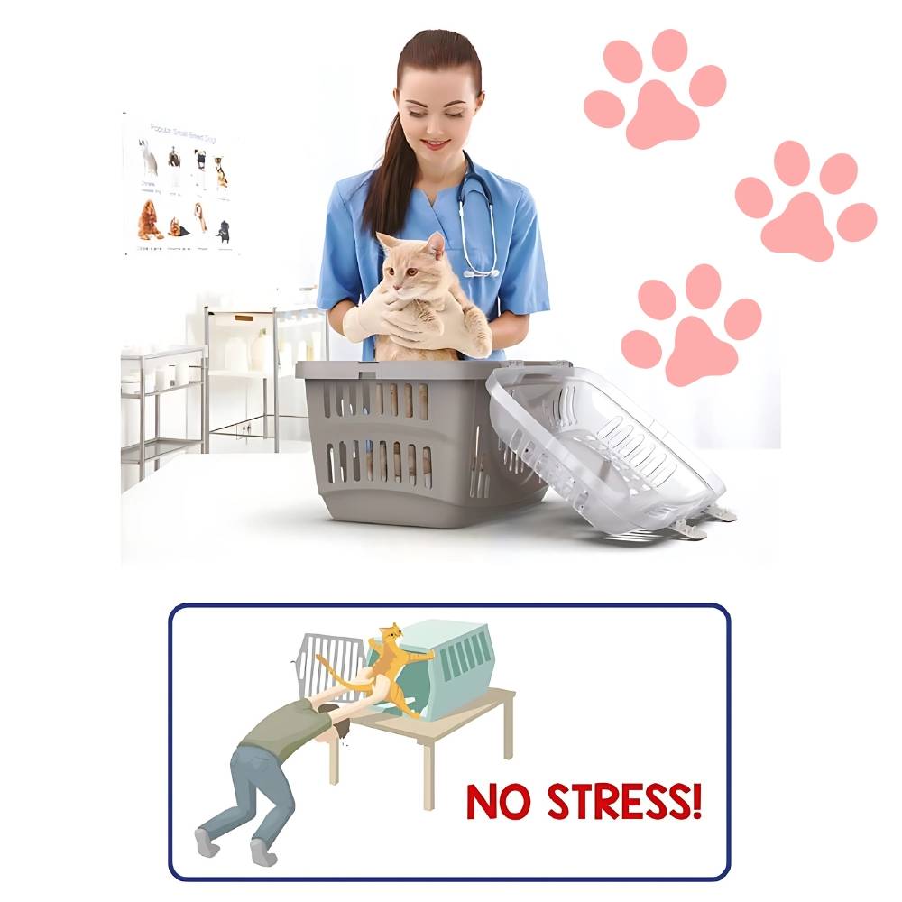 2x Katzentransportbox Oben Öffnen Open Top Stressfrei Dachöffnung Hundetransportbox Hunde Katzen Kleintier Transport Box Transportbox