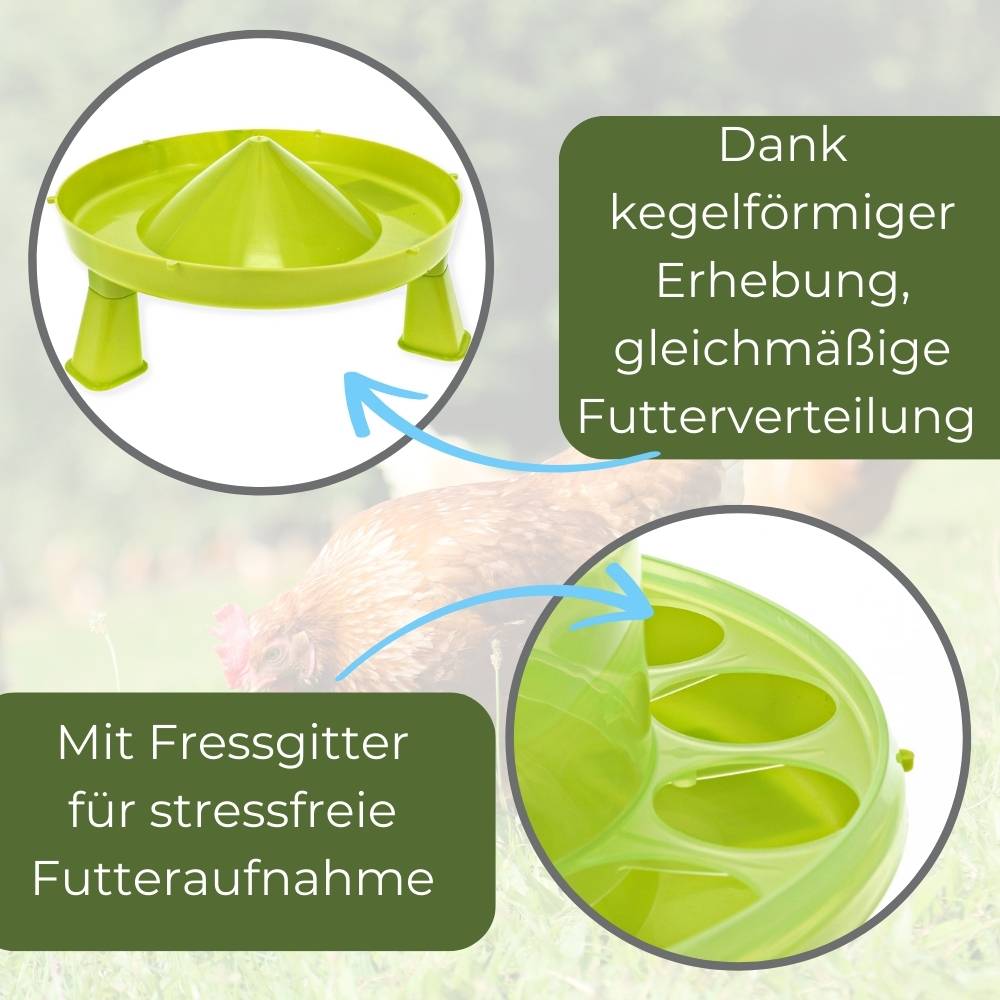 4 Stück Hühnertränke mit Füßen + Futterautomat Hühner Set Geflügeltränke Hühnerfutter Automat Futtertrog Stülptränke Futterspender Hühner
