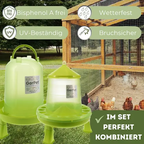 4 Stück Hühnertränke mit Füßen + Futterautomat Hühner Set Geflügeltränke Hühnerfutter Automat Futtertrog Stülptränke Futterspender Hühner 4 Stück Hühnertränke mit Füßen + Futterautomat Hühner Set Geflügeltränke Hühnerfutter Automat Futtertrog Stülptränke Futterspender Hühner