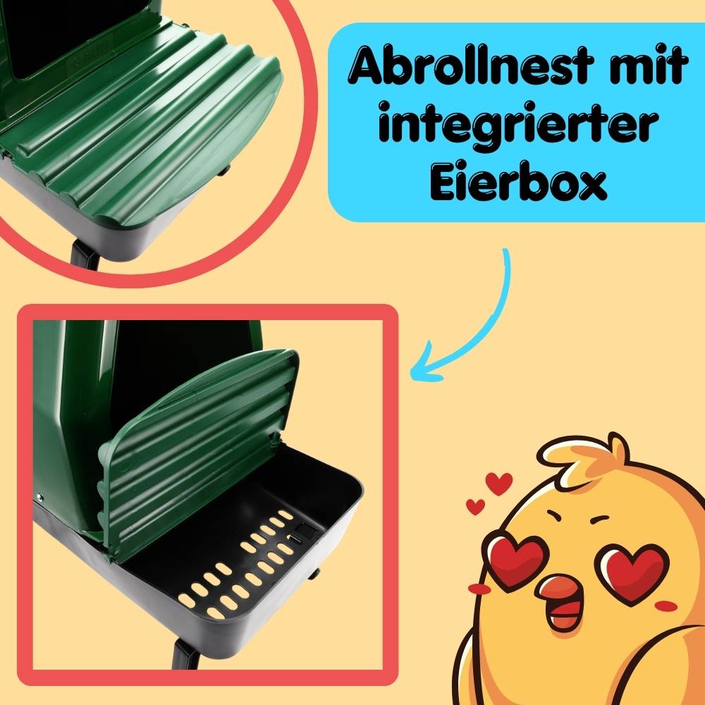 2x Legenester für Hühner mit Beinen Abrollnest Hühnernest Legenest Eierbox Geflügel Brutnest Kunststoff Freistehend Legebox Hühnerstall Zubehör