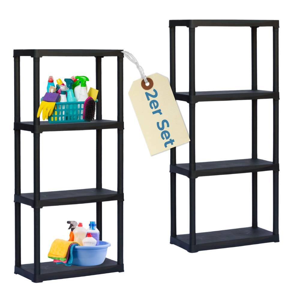 2x Steckregal Kunststoff Standregal Vorratsregal Haushaltsregal Regal Abstellkammer Vorratskammer Keller Lager 4 Böden 60 x 30 x 133 cm