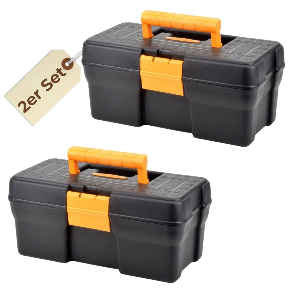 2x Werkzeugkoffer leer klein Werkzeugkasten Werkzeugkiste Werkzeugkästen Kunststoff Angel Box Kiste Haushalt Tool Box Set 34 x 18 x 15 cm