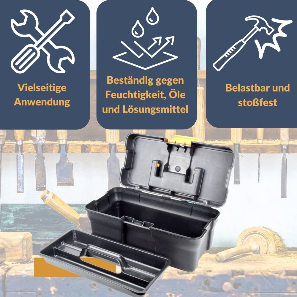 2x Werkzeugkoffer leer klein Werkzeugkasten Werkzeugkiste Werkzeugkästen Kunststoff Angel Box Kiste Haushalt Tool Box Set 34 x 18 x 15 cm