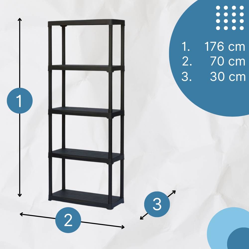 2x Steckregal Kunststoff Standregal Vorratsregal Haushaltsregal Regal Abstellkammer Vorratskammer Keller Lager 5 Böden 70 x 30 x 176 cm