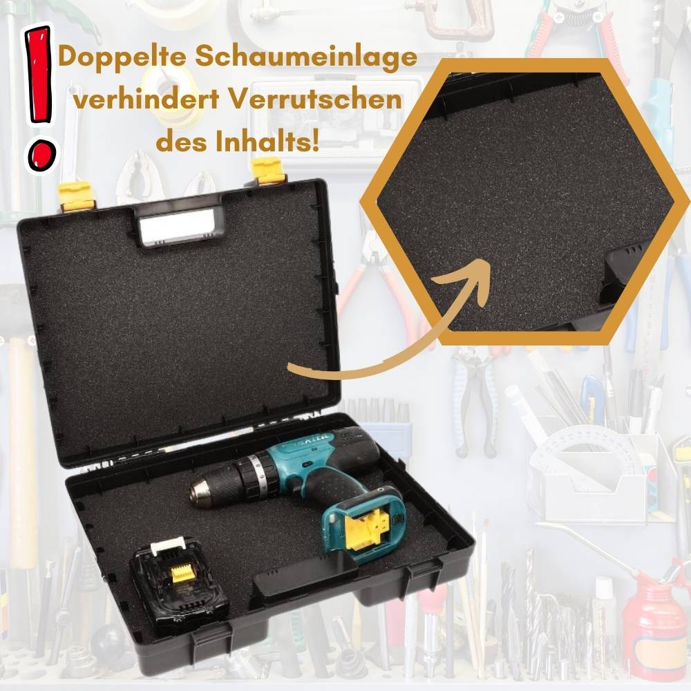 2x Maschinenkoffer leer Werkzeugaufbewahrung Universal Werkzeugkoffer für Elektrowerkzeuge Schaumstoffeinlage Werkzeug Geräte Koffer Toolbox