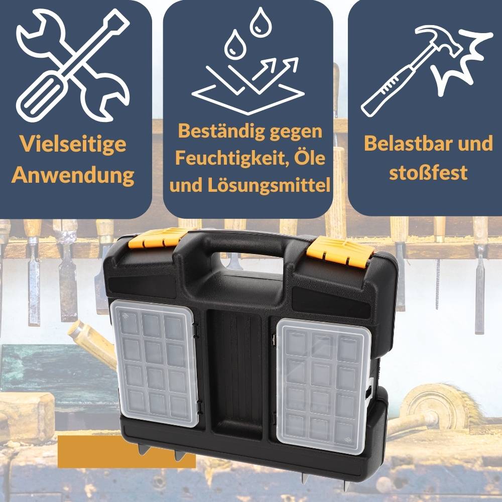 2x Maschinenkoffer leer Werkzeugaufbewahrung Universal Werkzeugkoffer für Elektrowerkzeuge Schaumstoffeinlage Werkzeug Geräte Koffer Toolbox