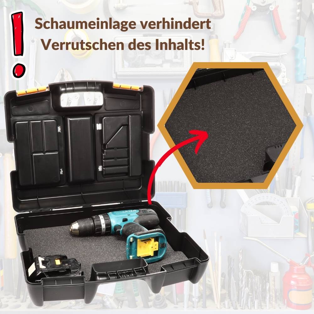 2x Maschinenkoffer leer Werkzeugaufbewahrung Universal Werkzeugkoffer für Elektrowerkzeuge Schaumstoffeinlage Werkzeug Geräte Koffer Toolbox
