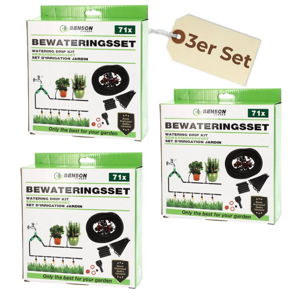 3x 23m Bewässerung Garten Tropfbewässerung Tröpfchenbewässerung Tropfschlauch Bewässerungssystem Bewässerungsset Hochbeet Balkon Pflanzen