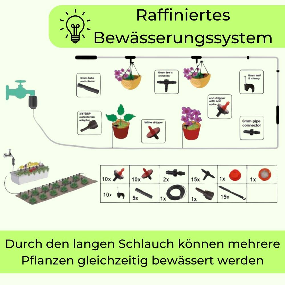 3x 23m Bewässerung Garten Tropfbewässerung Tröpfchenbewässerung Tropfschlauch Bewässerungssystem Bewässerungsset Hochbeet Balkon Pflanzen