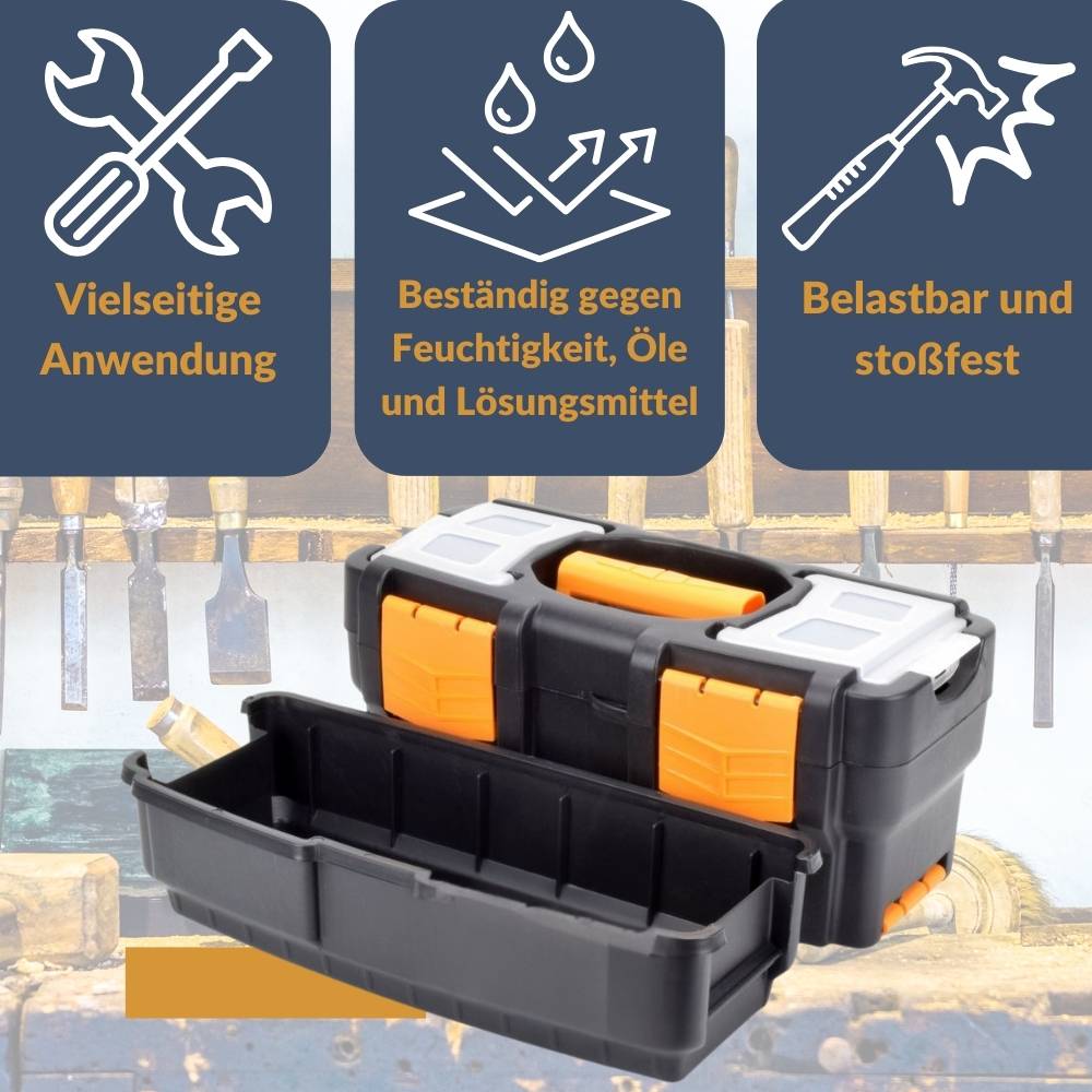 2x Werkzeugkoffer leer doppelt stapelbar 2in1 Werkzeugkasten Werkzeugkiste Werkzeugkästen Kunststoff Angel Box Kiste Haushalt Tool Box Set