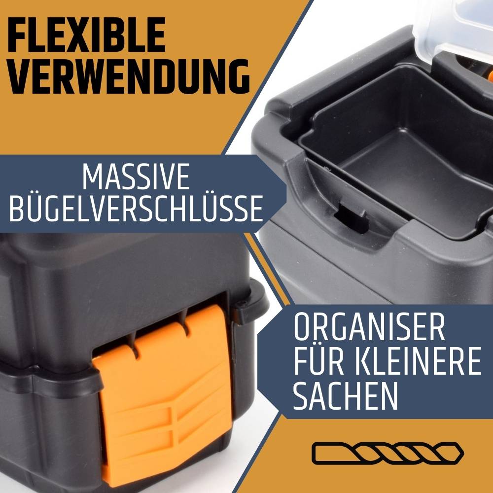 2x Werkzeugkoffer leer doppelt stapelbar 2in1 Werkzeugkasten Werkzeugkiste Werkzeugkästen Kunststoff Angel Box Kiste Haushalt Tool Box Set