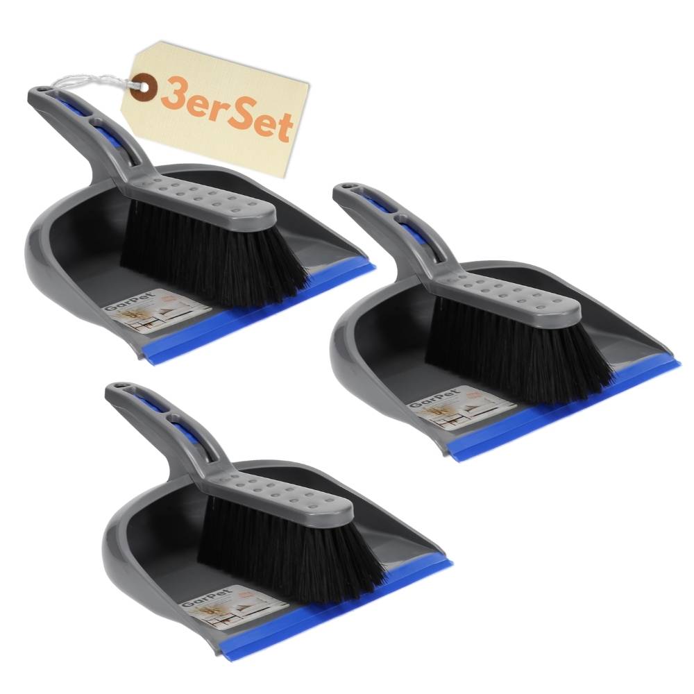 3x Kehrschaufel Set Handfeger und Schaufel Handbesen Kehrschaufel Kehrgarnitur Besen Kunststoff Kehrset Kehrbesen mit Schaufel